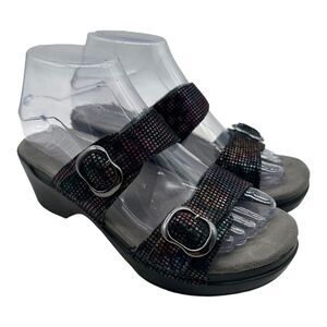 Dansko Sandals Women's Sz US 7 EU 37 Rainbow Strap Sophie‎ Wedge Slip On Casual